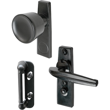 Prime-Line Tulip Knob Latch, 1-3/4 in. Mounting Holes, Black (Single Pack) K 5001